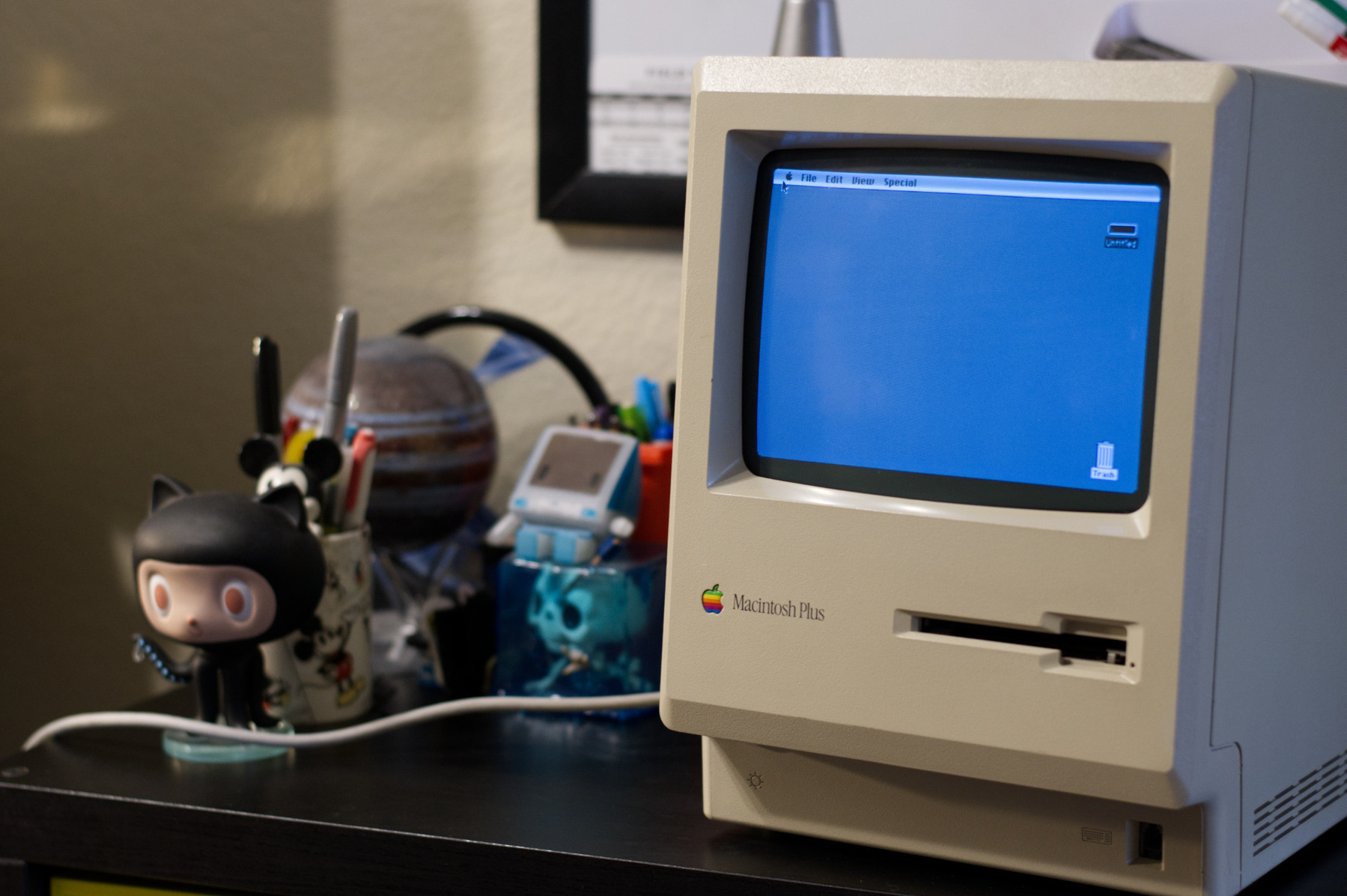 Macintosh Plus, running and operational, 30+ years later